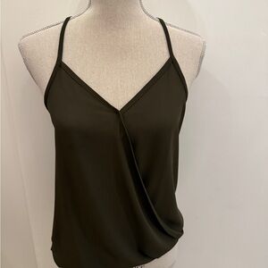 Lily White olive green racer back faux Wrap Camisole Top, S